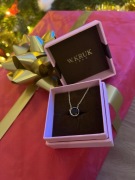 Nowy srebrny pozłacany naszyjnik z cyrkonią W.Kruk.