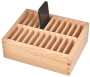 Drewniane pudełko organizer na telefony komórkowe 