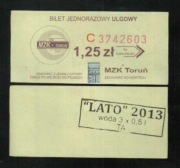 Toruń bilet talon 1,25 zł
