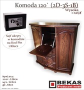 BAREK Komoda 120` Sejf (2D-3S-1B) Wysoka Dąb Rustikalny Producent BEKAS