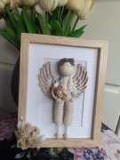 Ramka anioł stróż pamiątka dekoracja prezent handmade chrzest komunia 