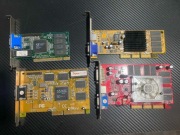 4 karty graficzne: S3 Trio64V (PCI), AGP: S3 Trio 3D, GeForce MX, GF FX5200