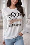 Biała bluzka z długim rękawem serce S 