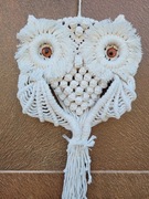 Sowa makrama w kolorze ecru 
