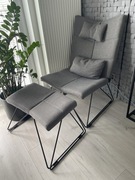 Fotel z przystawką - szary