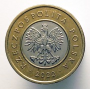 2 ZŁOTE 2022 MONETA [nr 142] > DESTRUKT >PODWÓJNE UDERZENIE STEMPLA NA ORLE