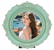 Ramka na zdjęcia w stylu vintage okrągła z żywicy