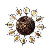 Zegar ścienny sunburst metal i mosiądz, Mid-Century Modern, Niemcy lata 60.