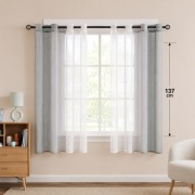 EMEMA zestaw 2 prześwitujących zasłon z woalu, ombre  z oczkami 140 x 137cm