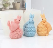 Zestaw KRÓLIK z JAJKIEM Wielkanoc 3szt foremek do Odlewów Świec Mydła Gipsu