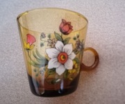 Filiżanka z kwiatkiem,miodowe szkło Vintange.Poj.240ml