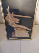 OBRAZ CEPELIA SŁOMIANY RĘKODZIEŁO  NIKE WARSZAWA    LATA 70 PRL