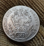 20  KRAJCARÓW  Z 1774 R.  JÓZEF  II  . MENNICA  HALL  . SREBRO ORYGINAŁ 