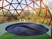 Kopuła geodezyjna - JogaDom - Sauna - Konstrukcja drewniana.