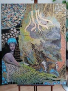 Obraz- oil/acrylic/gold leaf on canvas