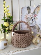 Koszyczek wielkanocny szydełkowy brązowy dla dziecka nowy rękodzieło
