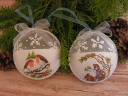 Bombki/medaliony na choinkę "Zima w lesie" – komplet 2 szt.
