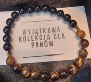 Bransoletka z turmalinem, tygrysim okiem i hematytem