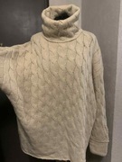 ZARA sweter tunika oversize z golfem gruby duży wzory