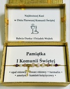 Bransoletka Pamiątka I Komunii Świętej  Kamienie naturalne Złoty Krzyżyk