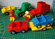 Zestaw Lego Duplo retro pojazdy: śmieciarka, wywrotka, laweta, auta