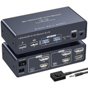 VEDINDUST HDMI + DisplayPort KVM Switch 2 PC - 2 Monitory 8K@60Hz 4K@120Hz