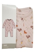 Pajacyk niemowlęcy r. 68 – różowy, bawełniany, ze zwierzątkami