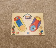 Drewniana układanka wiązanie sznurowadeł dla dzieci nauka