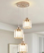 Lampa sufitowa, żyrandol kryształ 3 klosze glamour / boho / loft