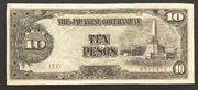 Banknot ,Filipiny 10 peso - okupacja Japońska