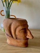 Drewniana rzeźba Głowa kobiety, tykwa, kubek do yerba MATE, matero