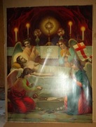 OBRAZ OLEODRUK CHRYSTUS W GROBIE 19 wiek DO OPRAWIENIA