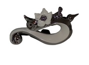 Dekoracja Biało-Srebrna Ptak Kwiaty Jak Nowa