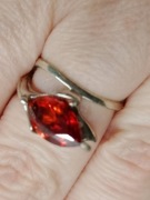 Srebrny pierścionek z dużą cyrkonią 925 ślub świeta mikołajki