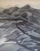 Abstrakcja -akryl  płótnie 50 x 40cm." SKAŁY"