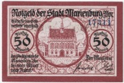 Notgeld Malbork / Marienburg 50pfg Niebieski numerator 
