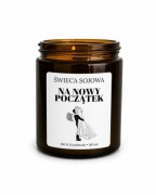 Świeca Sojowa ,,Na nowy początek",knot drewniany, pomysł na prezent, ślub