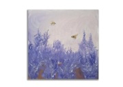 Obraz ręcznie malowany 25x25 "Lawenda" pszczoły