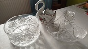 Kryształy PRL - koszyczek , misa, łabędź 