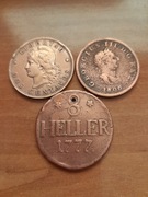 Zestaw starych monet z 1777r, 1808r i 1893 r