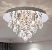 Lampa sufitowa kryształowa, okrągła, chromowana, elegancka, 35 centymetrów
