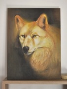 Obraz akryl na panelu, portret wilka, oryginalne malarstwo realistyczne