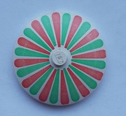 Lego 3960p01 Biały talerz 4 x 4 z czerwonymi i zielonymi paskami 4162