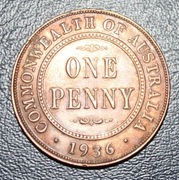 AUSTRALIA Jerzy V One Penny 1 Pens 1936 r. 