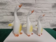Gęsi figurki 3szt porcelana Hollohaza