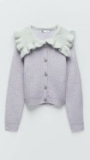 Zara M sweter z kołnierzykiem falbanką liliowy