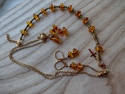 komplet bursztyn koniak bransoletka różaniec stal chirur