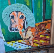 Jamniki jamnik obraz na płótnie od artysty malarza na prezent ozdobę 