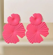 Kolczyki kwiaty metalowe różowe 