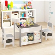 Stoliczek dla dzieci z odwracanym blatem I dwoma krzesełkami.